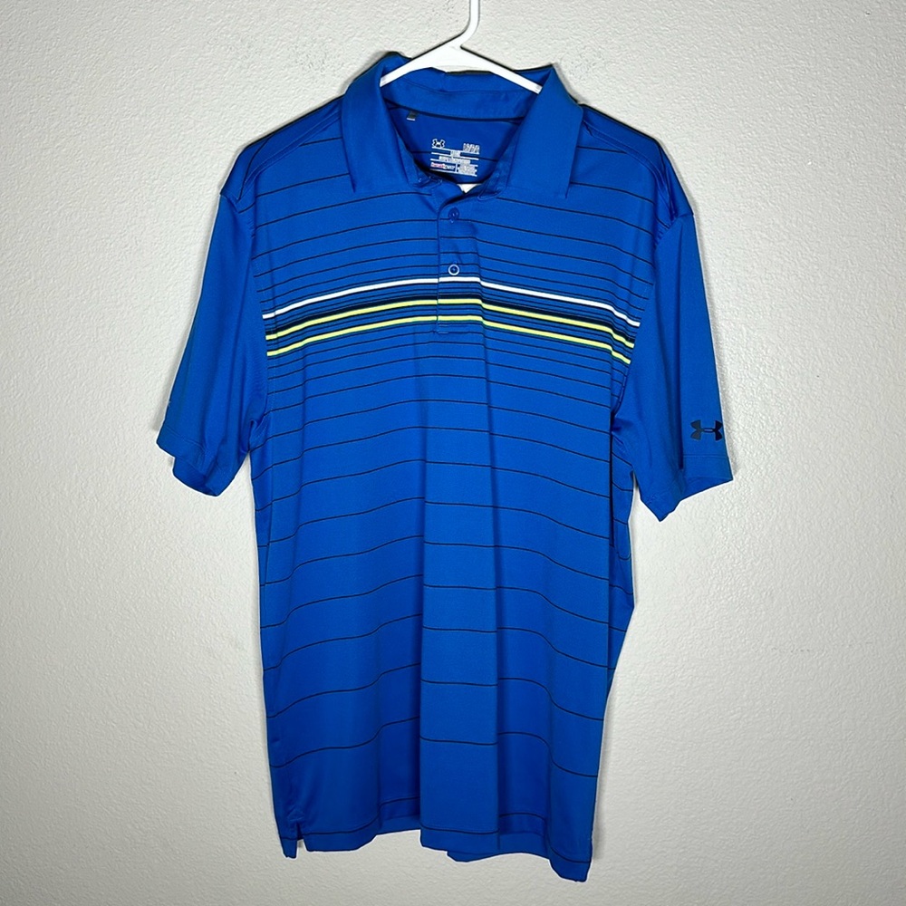 Under Armour Polo Shirt Heat Gear Cold Black Size L Loose